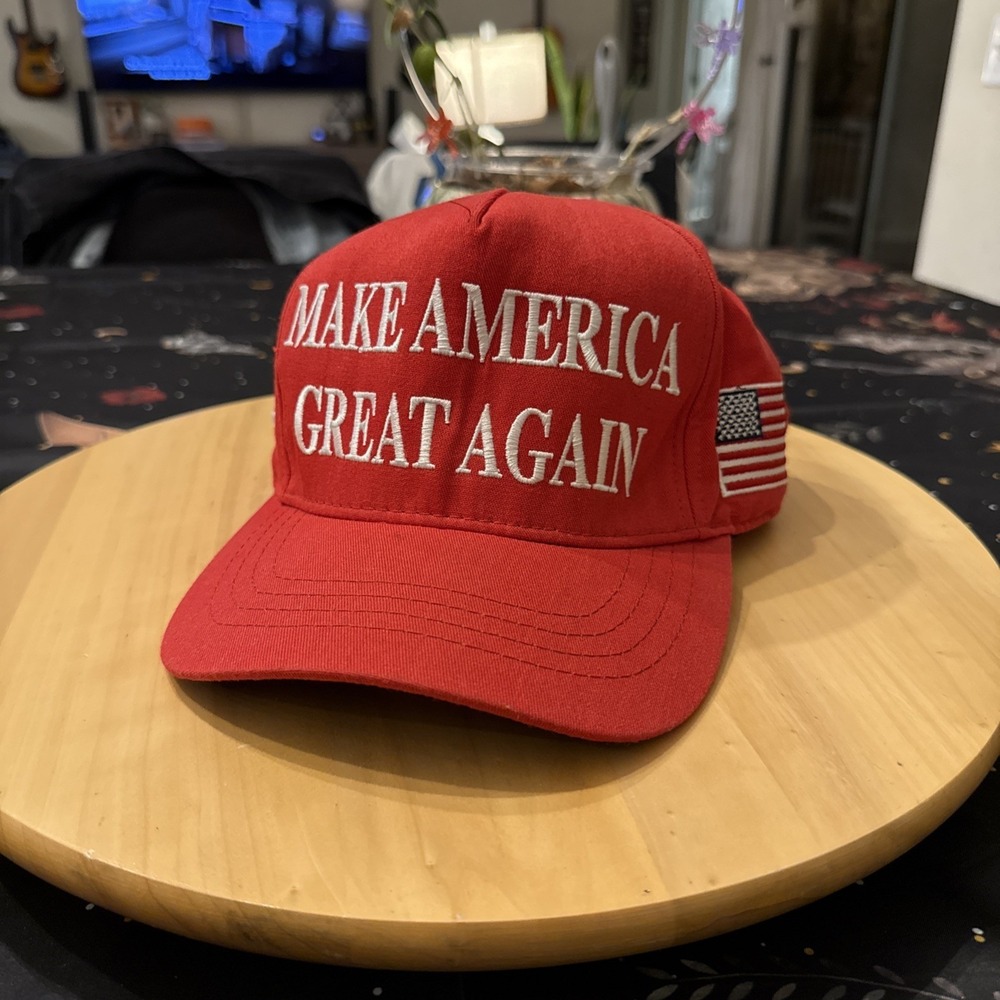 Authentic Cali-Fame MAGA 45-47 Trump Red Made In America Trucker Hat One Size
